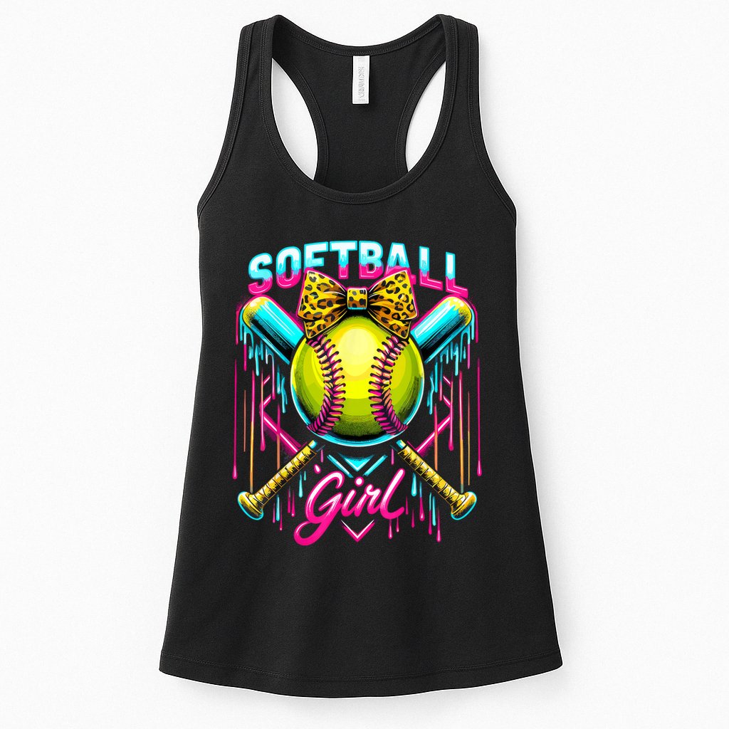 Softball Player Girl Ice Cream Softball Drip  Womens Tank Top
