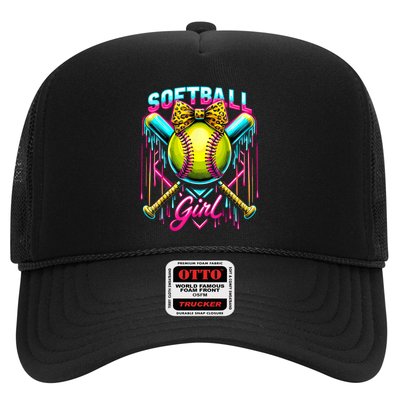 Softball Player Girl Ice Cream Softball Drip  Trucker Hat