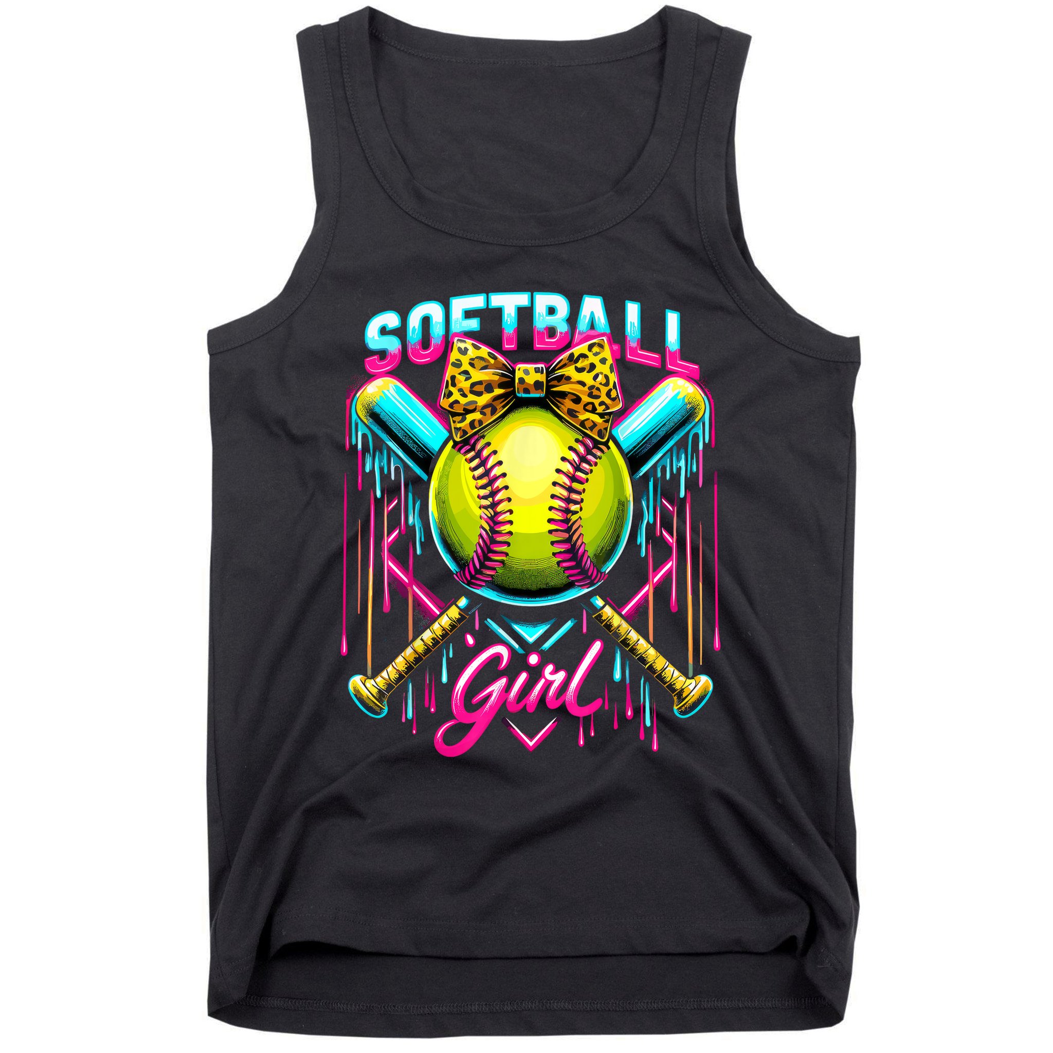 Softball Player Girl Ice Cream Softball Drip  Tank Top