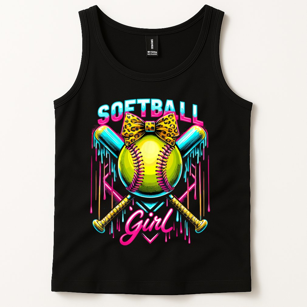 Softball Player Girl Ice Cream Softball Drip  Tank Top