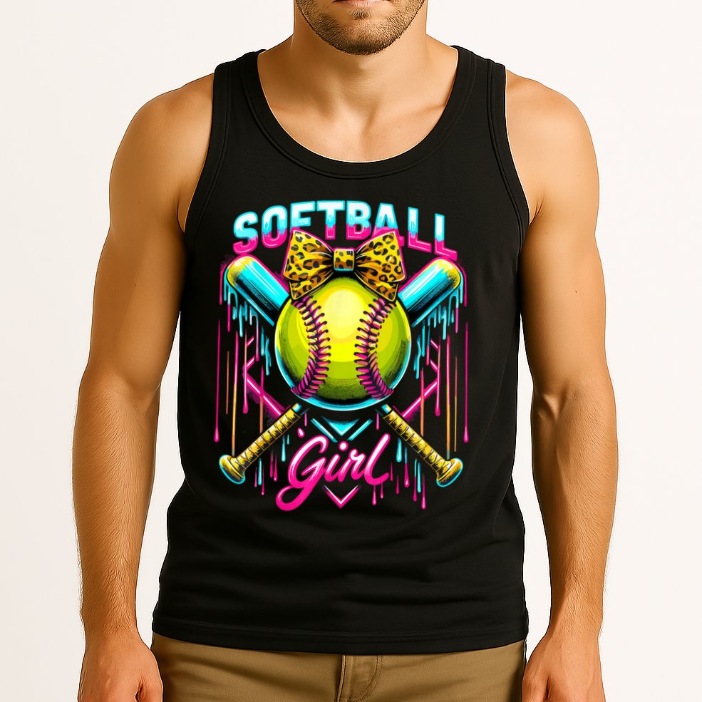 Softball Player Girl Ice Cream Softball Drip  Tank Top