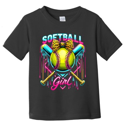 Softball Player Girl Ice Cream Softball Drip  Toddler T-Shirt