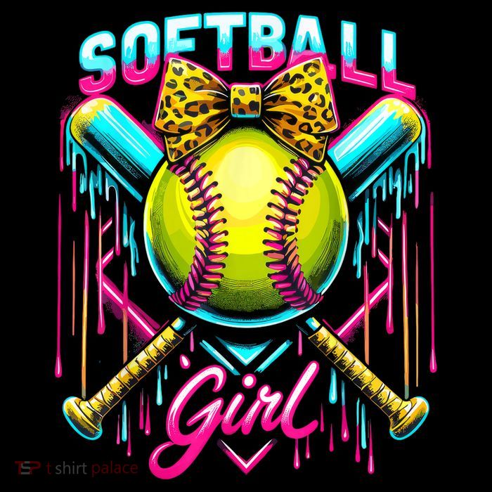 Softball Player Girl Ice Cream Softball Drip  Womens T-Shirt
