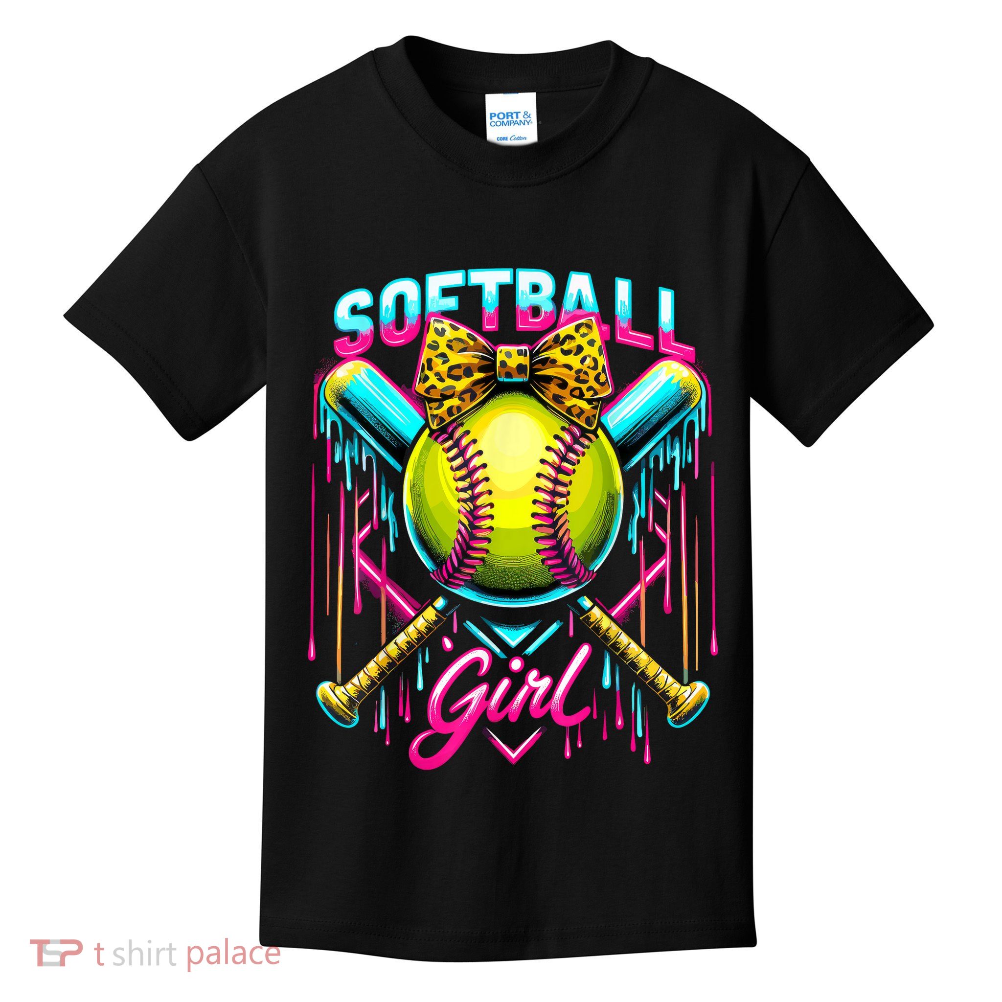 Softball Player Girl Ice Cream Softball Drip  Kids T-Shirt
