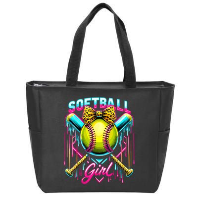 Softball Player Girl Ice Cream Softball Drip  Zip Tote Bag