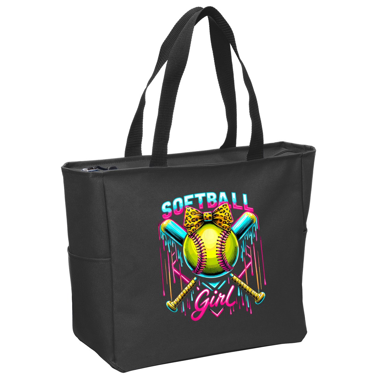Softball Player Girl Ice Cream Softball Drip  Zip Tote Bag