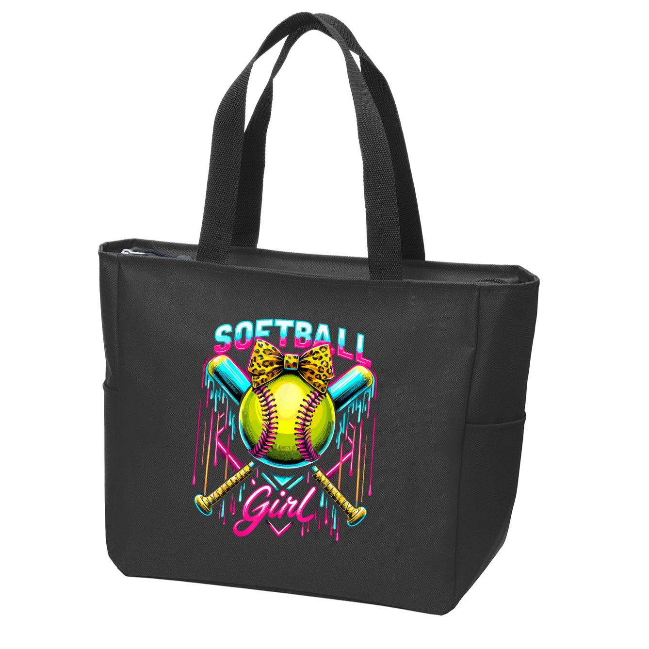 Softball Player Girl Ice Cream Softball Drip  Zip Tote Bag
