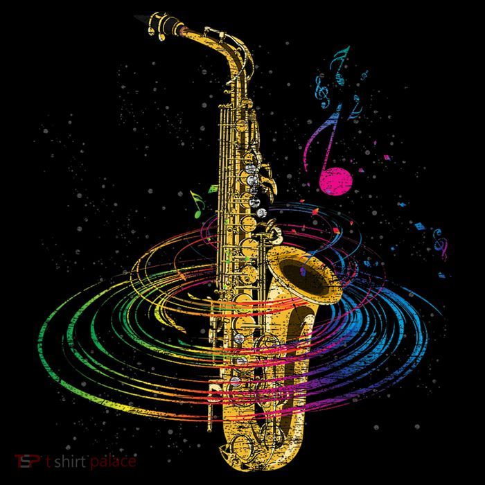 Sax Player Gift Idea Saxophonist Music Notes Saxophone T-Shirt