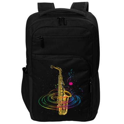 Sax Player Gift Idea Saxophonist Music Notes Saxophone Impact Tech Backpack