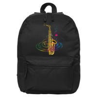 Sax Player Gift Idea Saxophonist Music Notes Saxophone 16 in Basic Backpack