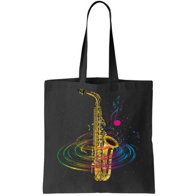 Sax Player Gift Idea Saxophonist Music Notes Saxophone Tote Bag