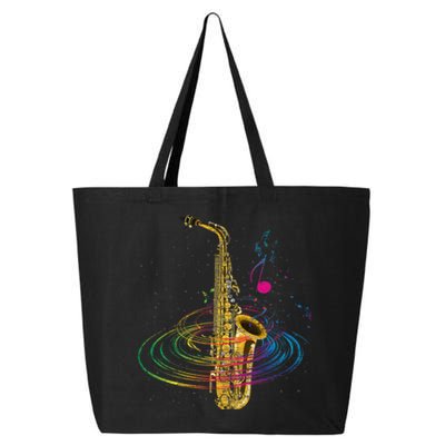 Sax Player Gift Idea Saxophonist Music Notes Saxophone 25L Jumbo Tote