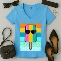 Summer Popsicle Gift Funny Ice Cream Beach Pool Party Gift Women's V-Neck T-Shirt