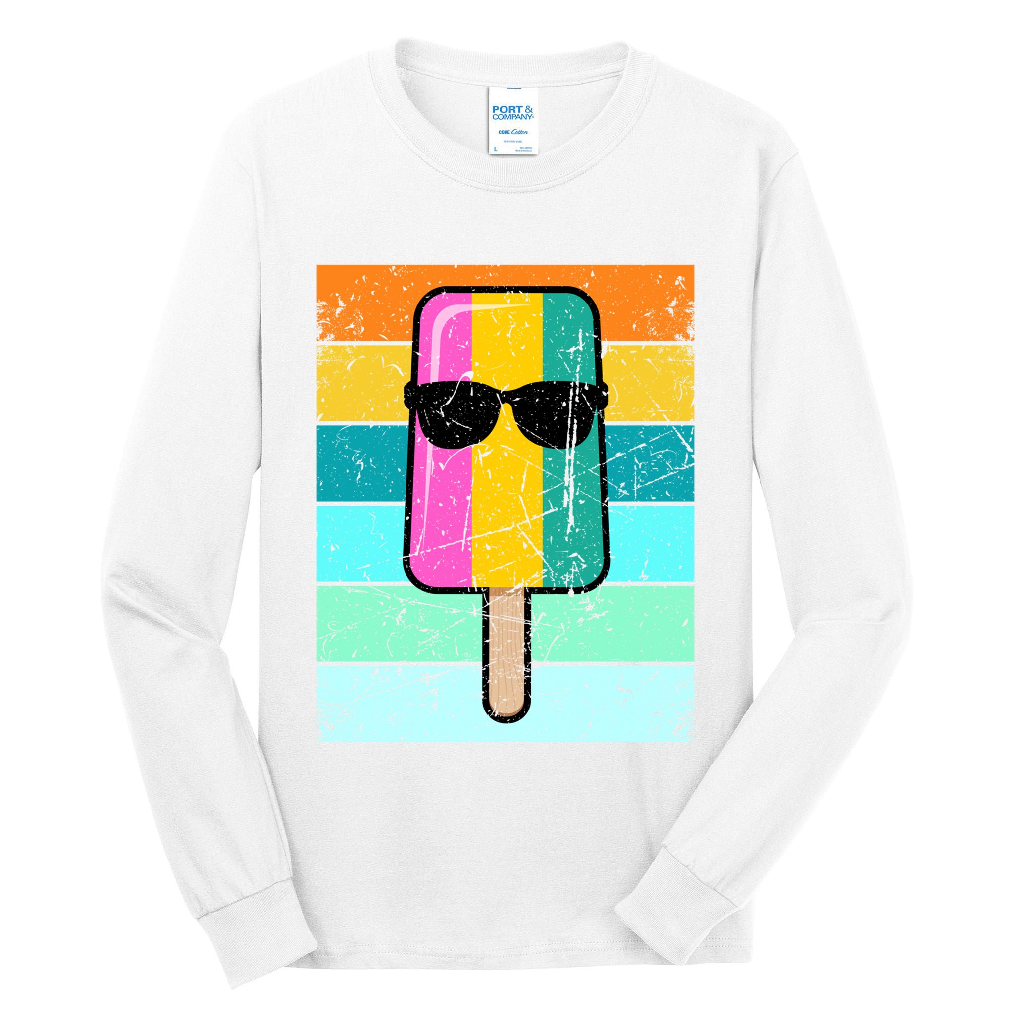 Summer Popsicle Gift Funny Ice Cream Beach Pool Party Gift Tall Long Sleeve T-Shirt