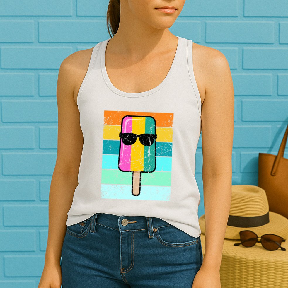 Summer Popsicle Gift Funny Ice Cream Beach Pool Party Gift Womens Tank Top