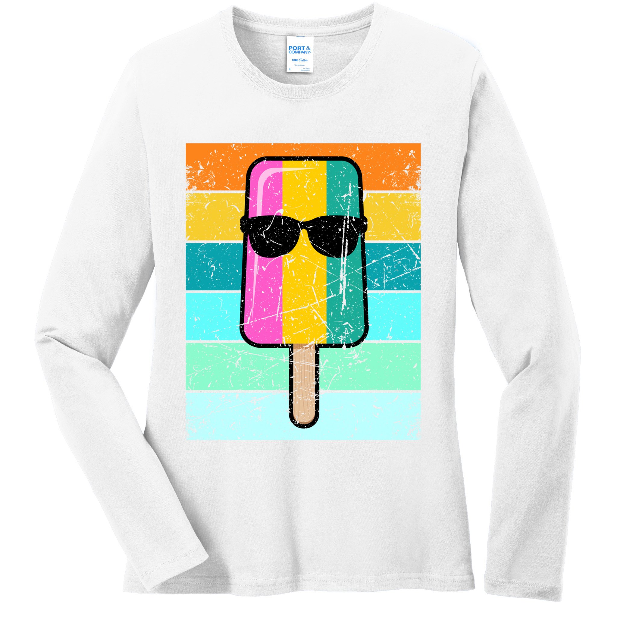 Summer Popsicle Gift Funny Ice Cream Beach Pool Party Gift Ladies Long Sleeve Shirt