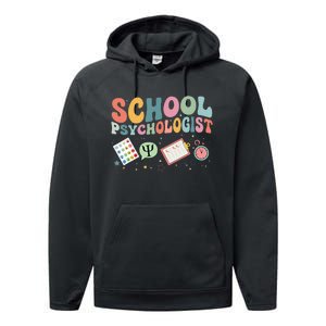 School Psychologist Groovy Psychology Teacher Performance Fleece Hoodie