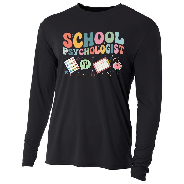 School Psychologist Groovy Psychology Teacher Cooling Performance Long Sleeve Crew