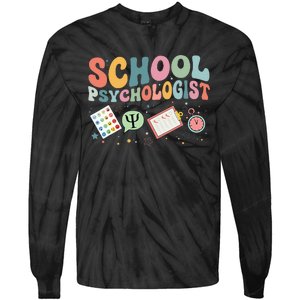 School Psychologist Groovy Psychology Teacher Tie-Dye Long Sleeve Shirt