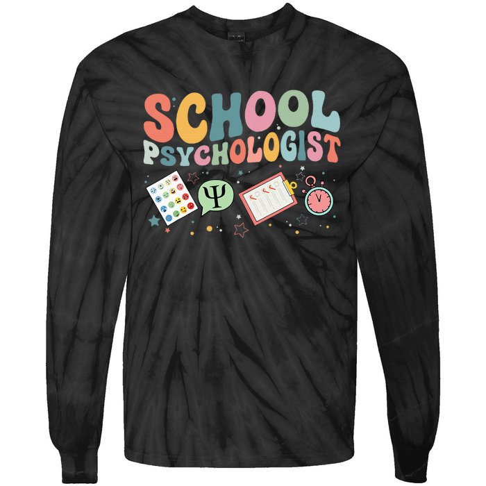 School Psychologist Groovy Psychology Teacher Tie-Dye Long Sleeve Shirt