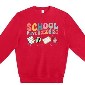 School Psychologist Groovy Psychology Teacher Premium Crewneck Sweatshirt