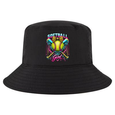 Softball Player Girl Ice Cream Softball Drip Cool Comfort Performance Bucket Hat