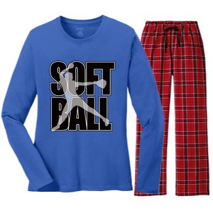 Softball Pitcher Great N Player Practice Cool Gift Women's Long Sleeve Flannel Pajama Set 