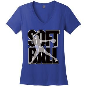 Softball Pitcher Great N Player Practice Cool Gift Women's V-Neck T-Shirt