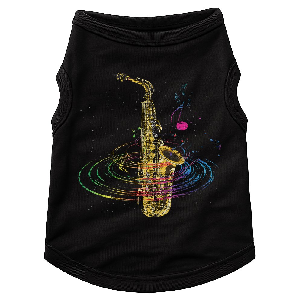 Sax Player Gift Idea Saxophonist Music Notes Saxophone Doggie Tank
