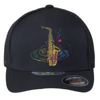 Sax Player Gift Idea Saxophonist Music Notes Saxophone Flexfit Unipanel Trucker Cap