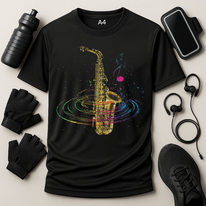 Sax Player Gift Idea Saxophonist Music Notes Saxophone Performance Shirt