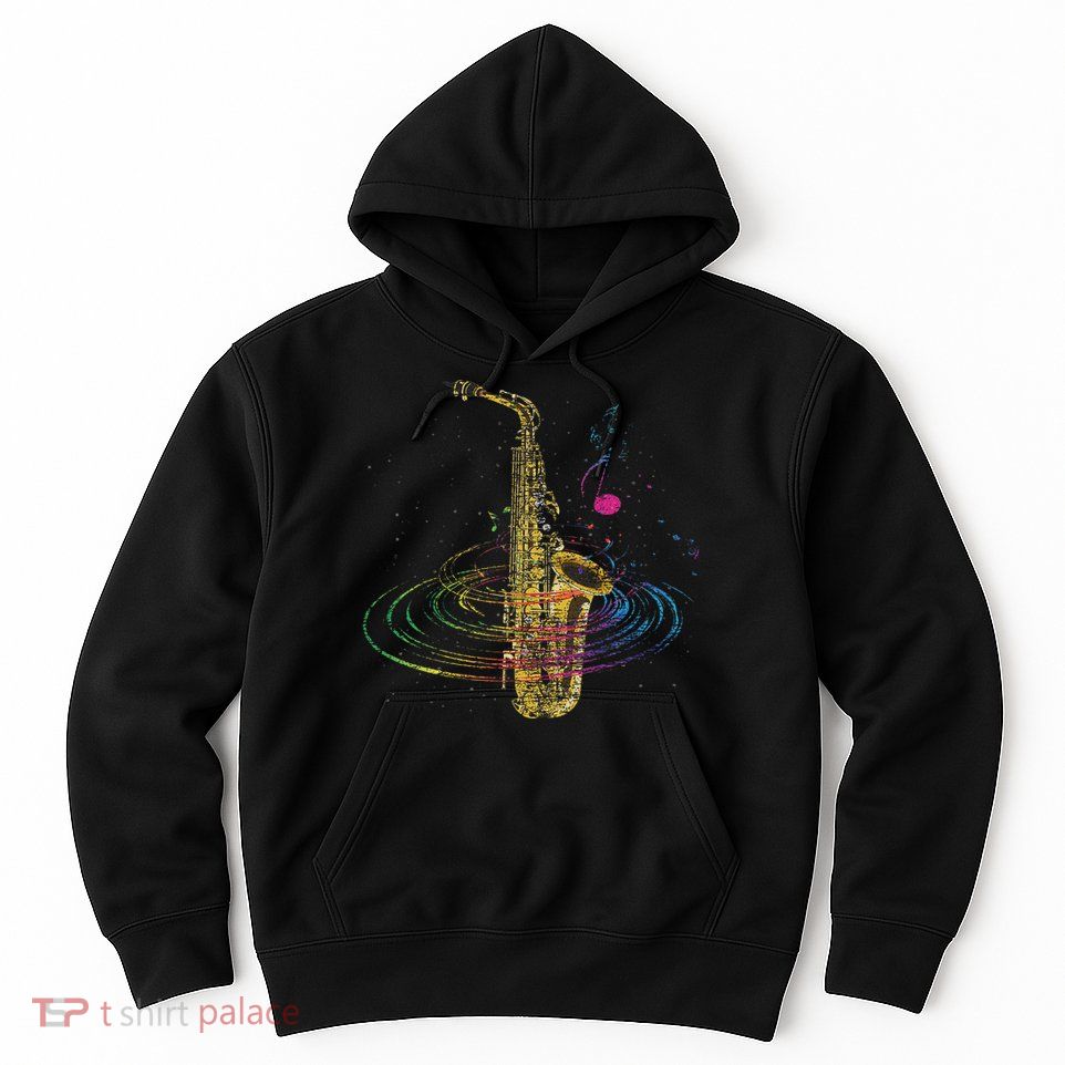 Sax Player Gift Idea Saxophonist Music Notes Saxophone Hoodie