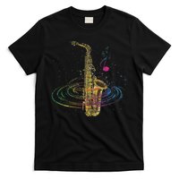 Sax Player Gift Idea Saxophonist Music Notes Saxophone T-Shirt
