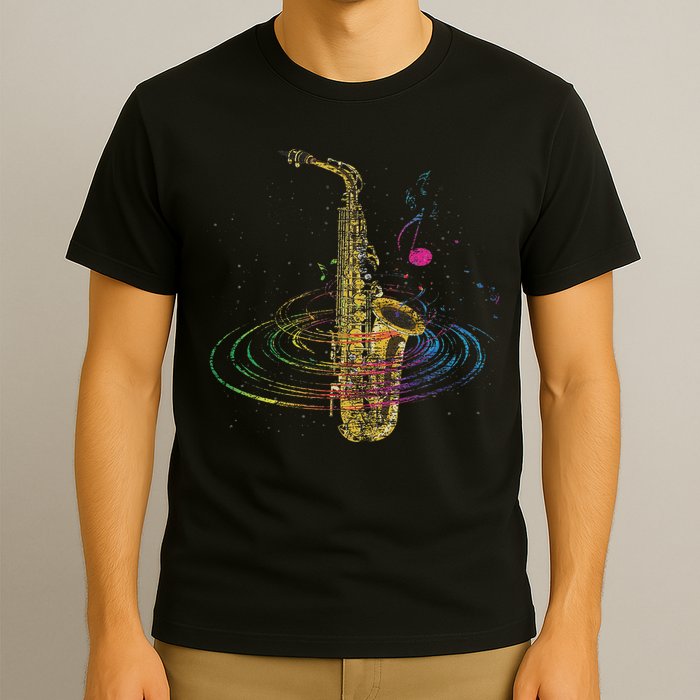 Sax Player Gift Idea Saxophonist Music Notes Saxophone T-Shirt