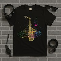 Sax Player Gift Idea Saxophonist Music Notes Saxophone T-Shirt