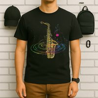 Sax Player Gift Idea Saxophonist Music Notes Saxophone T-Shirt