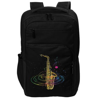 Sax Player Gift Idea Saxophonist Music Notes Saxophone Impact Tech Backpack