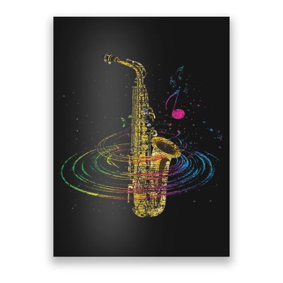 Sax Player Gift Idea Saxophonist Music Notes Saxophone Poster