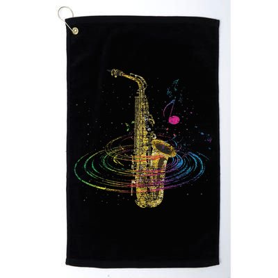Sax Player Gift Idea Saxophonist Music Notes Saxophone Golf Towel