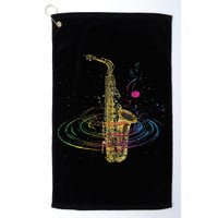 Sax Player Gift Idea Saxophonist Music Notes Saxophone Golf Towel