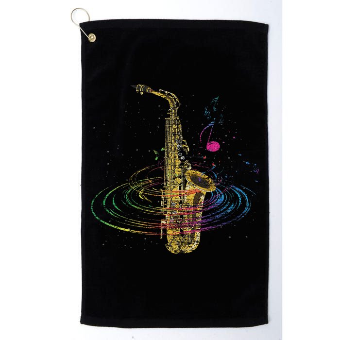 Sax Player Gift Idea Saxophonist Music Notes Saxophone Golf Towel