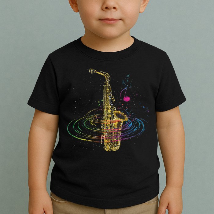 Sax Player Gift Idea Saxophonist Music Notes Saxophone Toddler T-Shirt