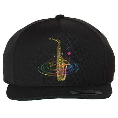 Sax Player Gift Idea Saxophonist Music Notes Saxophone Wool Snapback Cap