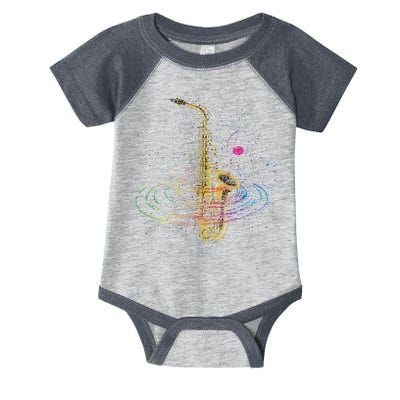 Sax Player Gift Idea Saxophonist Music Notes Saxophone Infant Baby Jersey Bodysuit