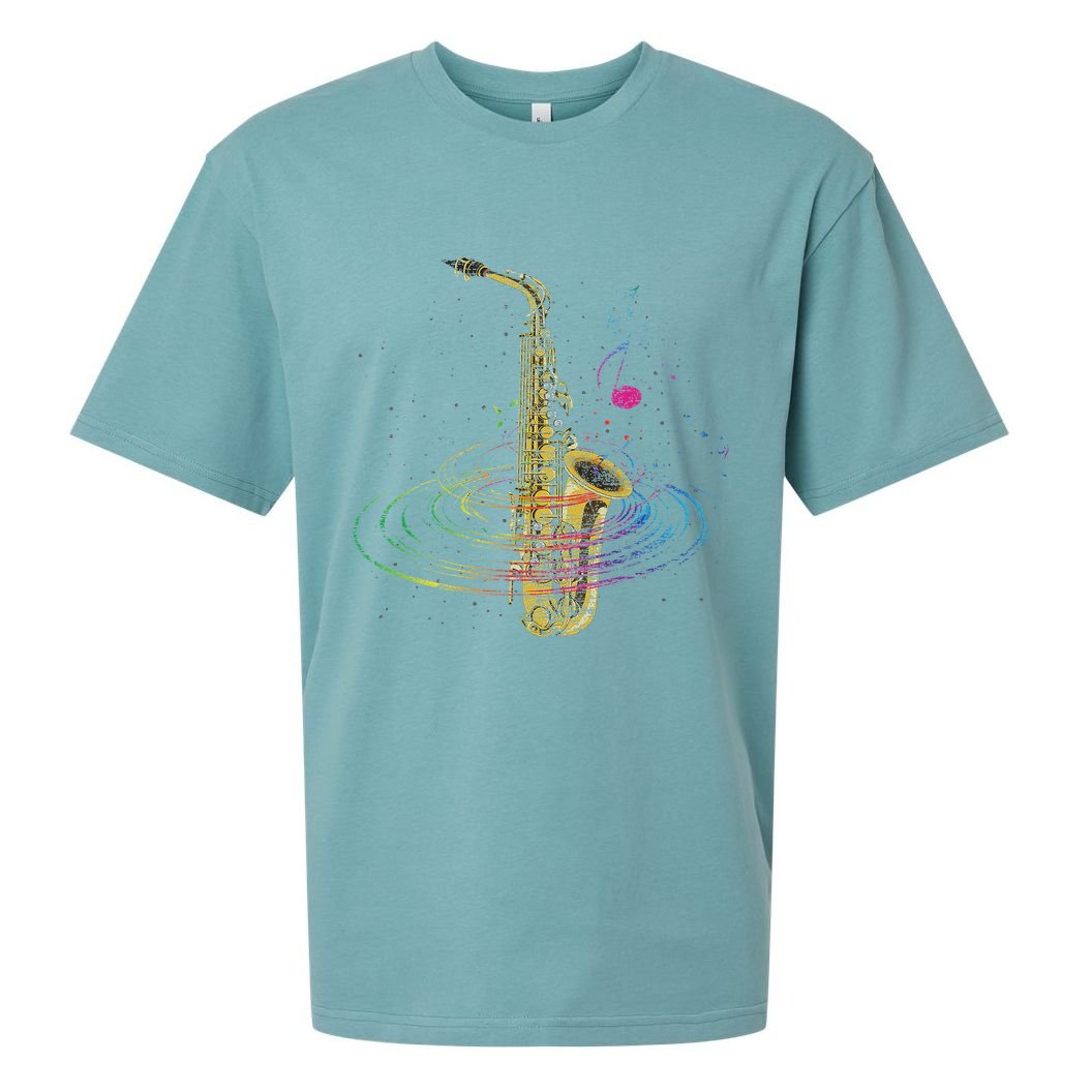 Sax Player Gift Idea Saxophonist Music Notes Saxophone Sueded Cloud Jersey T-Shirt
