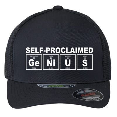 Self Proclaimed Genius Funny Periodic Table Flexfit Unipanel Trucker Cap