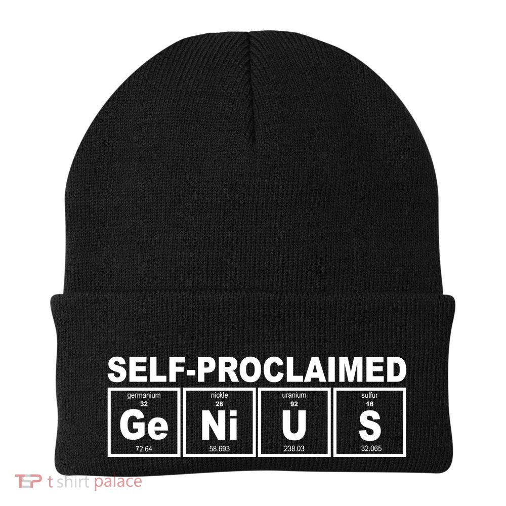 Self Proclaimed Genius Funny Periodic Table Beanie