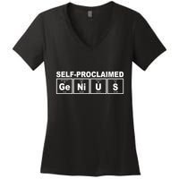Self Proclaimed Genius Funny Periodic Table Women's V-Neck T-Shirt