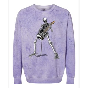 Skeleton Playing Guitar Rock And Roll Graphic Band Colorblast Crewneck Sweatshirt