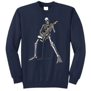 Skeleton Playing Guitar Rock And Roll Graphic Band Tall Sweatshirt